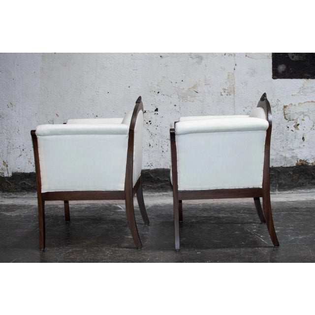 Mid-Century Modern Pair of Swedish Grace Arm Chairs - Com Ready For Sale - Image 3 of 5