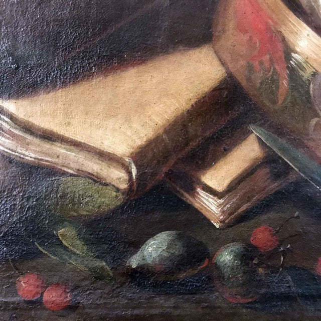 Trompe l'Oeil Still Lifes, 18th Century, Oil on Canvases, Set of 2 For Sale - Image 13 of 16