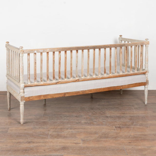 19th Century Swedish Gustavian Gray Painted Bench For Sale - Image 14 of 14