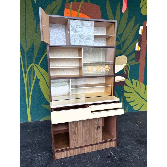Wood Mid Century Tea Kitchenette Hutch For Sale - Image 7 of 16