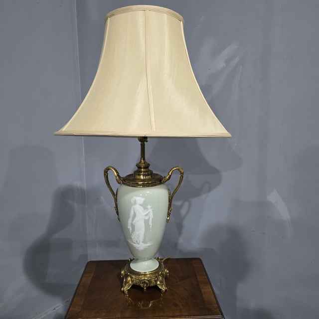 Green Large French Pate-Sur-Pate Table Lamp, 1880 For Sale - Image 8 of 8