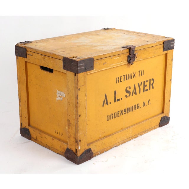 Yellow Vintage A. L. Sayer Yellow Wood Bakery Box For Sale - Image 8 of 10