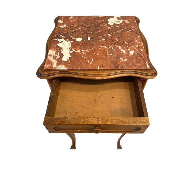Antique French Louis XV Style Marble Top Nightstand Chevet For Sale - Image 10 of 12