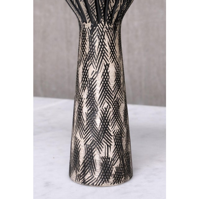 1950s Calypso Relief Earthenware Vase by Mari Simmulson for Upsala Ekeby, Sweden, 1950s For Sale - Image 5 of 10