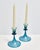 1960s Mid Century Blue Glass Orrefors Swedish Candlestick Pair For Sale - Image 5 of 15
