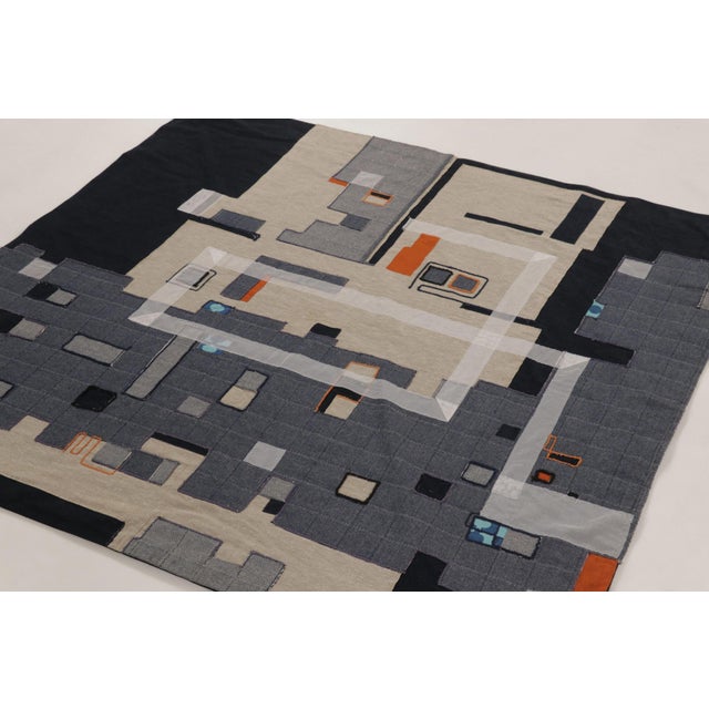 Rug & Kilim’s Contemporary Square Tapestry With Geometric Layout in Neutral Tones For Sale In New York - Image 6 of 10