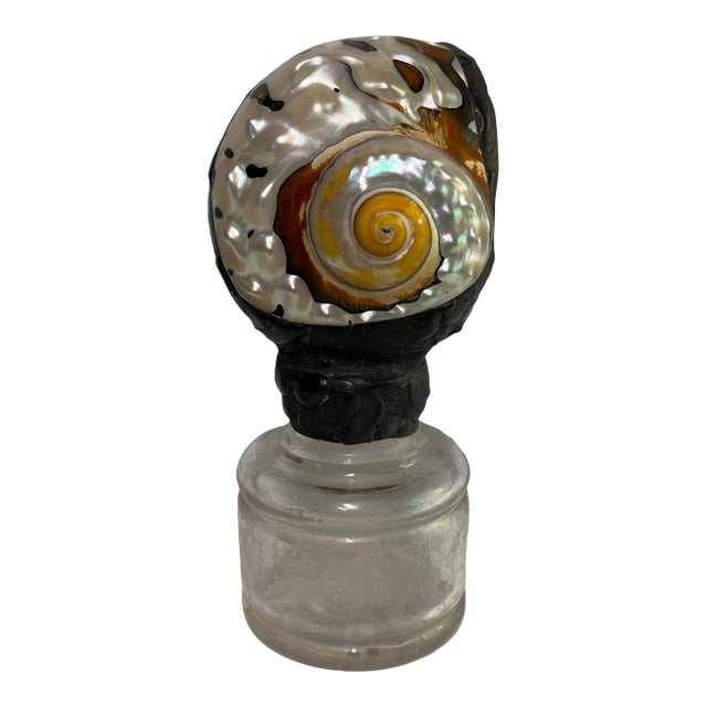 Vintage Mounted Spiral Shell Object For Sale