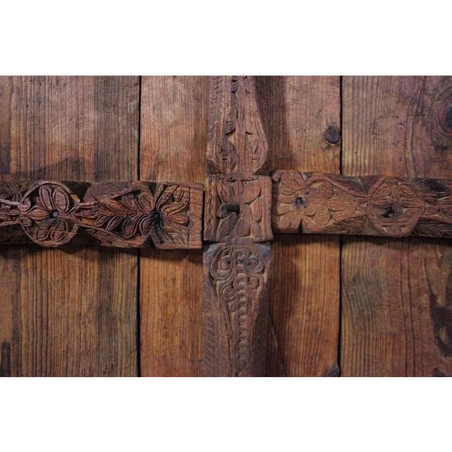 Indian Doors in Frame - Antique Carved Teakwood For Sale - Image 3 of 10