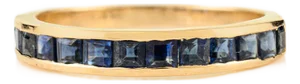 14k Gold 1.21 Ct Natural Blue Sapphire Channel Set Half Eternity Band Size 6.5 by VRJewels