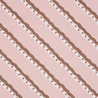 Schumacher Rousseau Stripe Fabric In Cocoa & Blush For Sale
