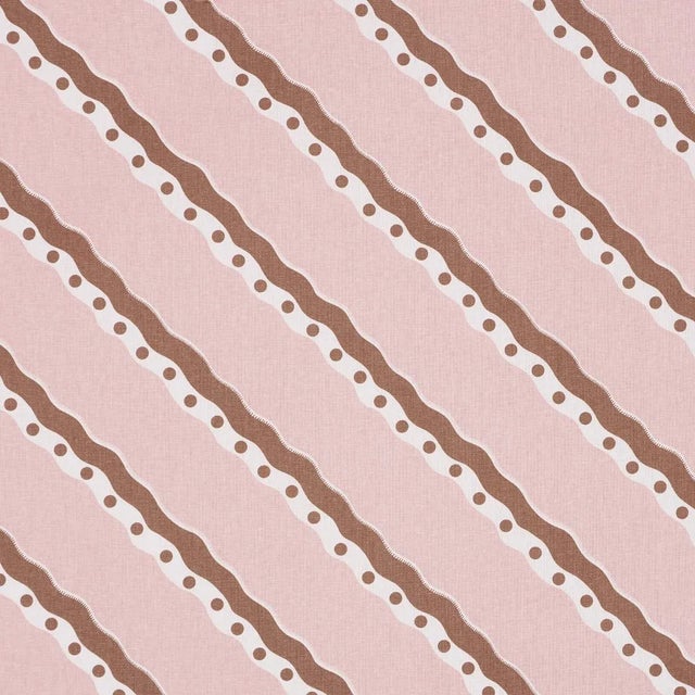 Schumacher Rousseau Stripe Fabric In Cocoa & Blush For Sale