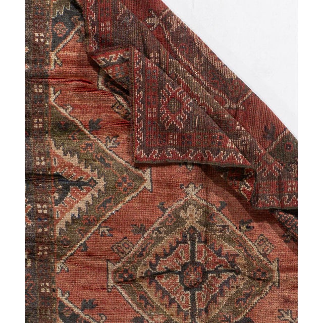 1940s Vintage Circa 1940 Orange Turkish Oushak Kelleh Hand Knotted Wool Runner 5ft 6in X 12ft 2in For Sale - Image 5 of 18