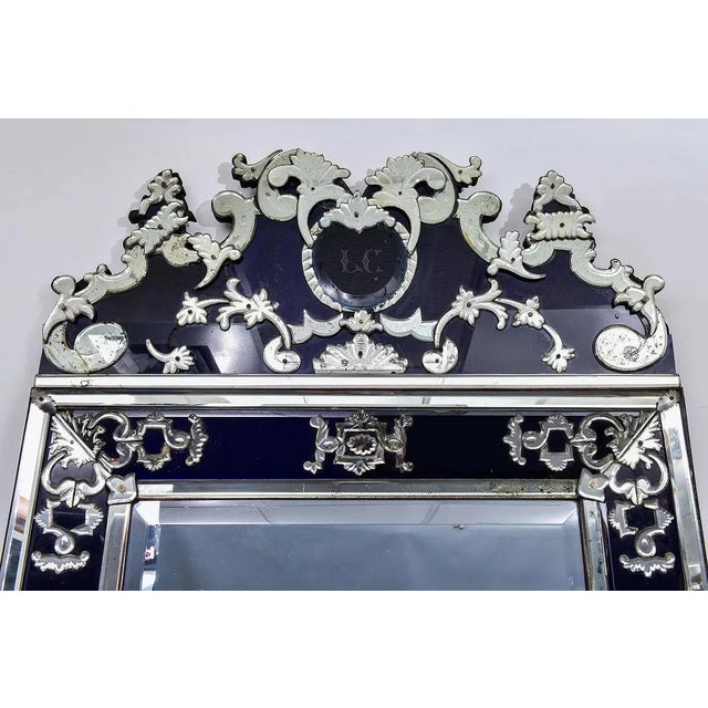 19th Century French Eglomisé Venetian Etched Wall Mirror For Sale - Image 11 of 14