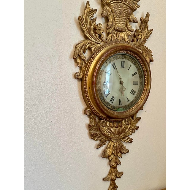 Mid-Century Italian Neoclassical Giltwood Wall Clock by Palladio. For Sale - Image 11 of 12