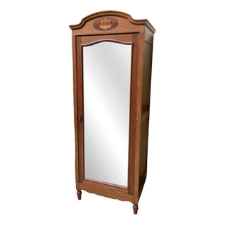 Vintage Art Deco Narrow Wardrobe with Linen Compartment, 1930 For Sale