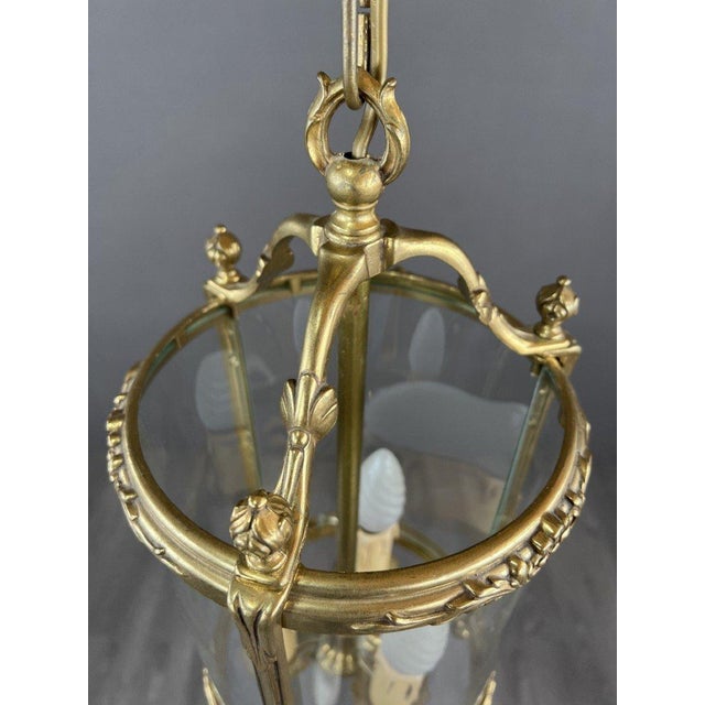 20th Century Louis XVI Style Lantern in Bronze and Glass For Sale - Image 5 of 8