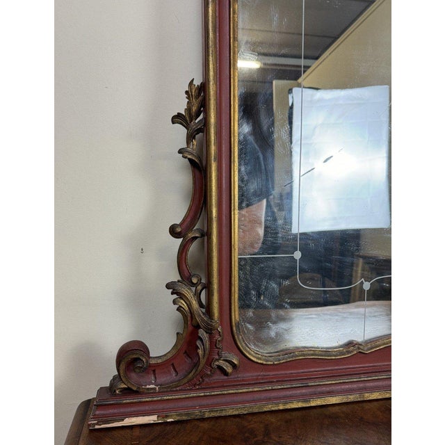 Louis XV Baroque Style Venetian Mirror in Lacquered and Gilded Wood For Sale - Image 5 of 9