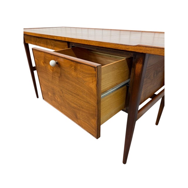Brown Mid-Century Modern Drexel Declaration Walnut Writing Desk - Refinished! For Sale - Image 8 of 9