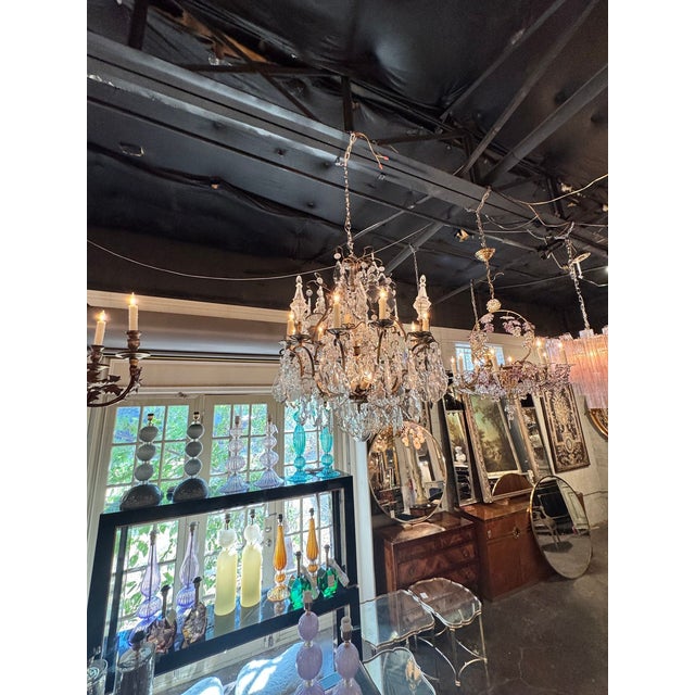 19th C. French Louis XV Bronze and Crystal Chandelier For Sale - Image 4 of 10