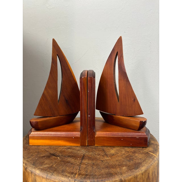 Wood Vintage Sailboat Bookends For Sale - Image 7 of 7