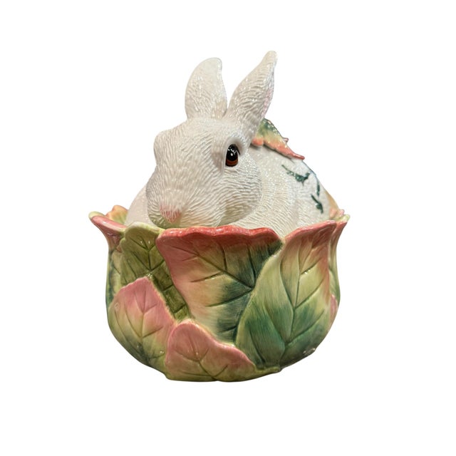 1990s Fitz & Floyd "Le Lapin" Large Oval Covered Vegetable Bowl For Sale - Image 9 of 10
