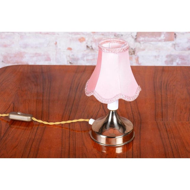 Mid-Century Table Lamp in Brass andTextile Lampshade, Czech, 1960s For Sale - Image 3 of 11