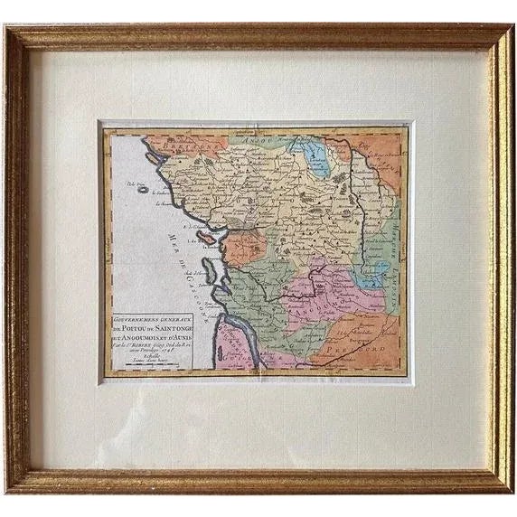 Antique Framed Map of West Central France, 1748 For Sale - Image 6 of 6