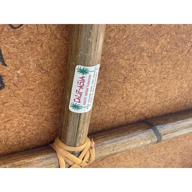 Wood 1940s Calif Asia Bamboo Rattan Kitchen Dining Set 4 Chairs 1 Table - Set of 5 For Sale - Image 7 of 12