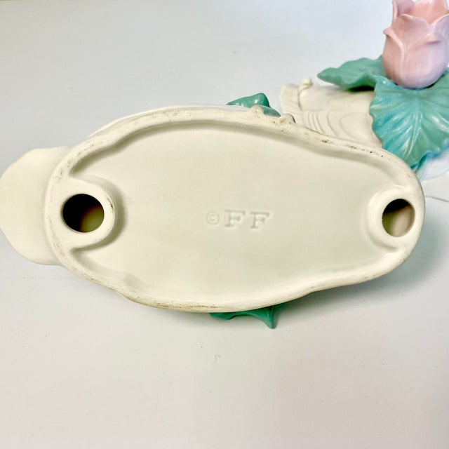 1970s Vintage Fitz & Floyd Coastal Americana Duck & Tulip Candleholders - A Pair - Easter For Sale - Image 13 of 15
