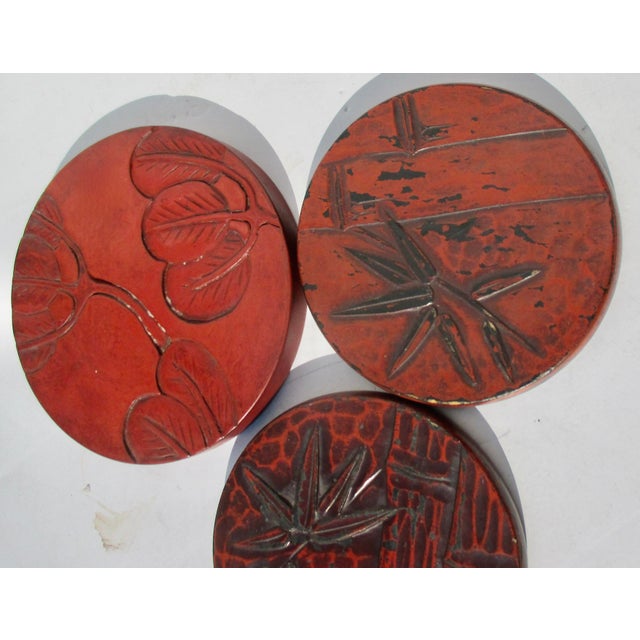 Kamakura-Bori Japanese Lacquer Trivets- Set of 3 For Sale - Image 4 of 7
