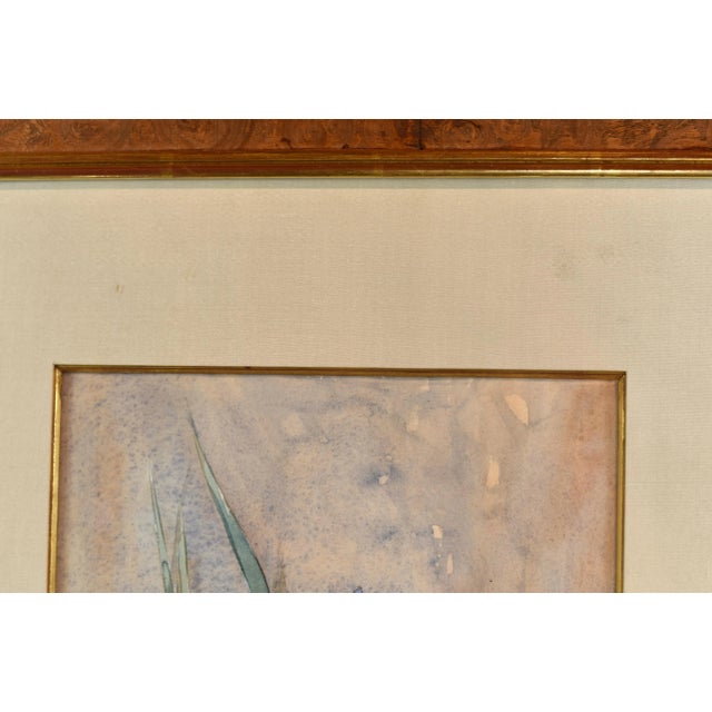 Original Vintage Thomas Daly Iris Flower Watercolor Painting For Sale - Image 11 of 13