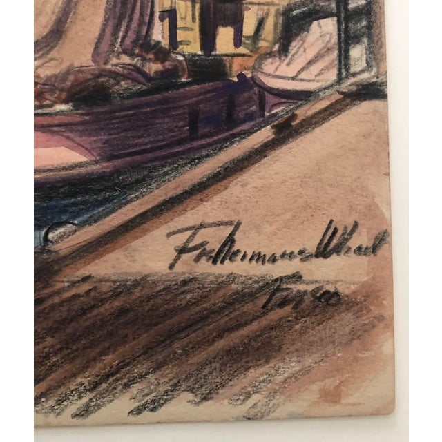 This is from a group of unsigned paintings of San Francisco, Northern California and Oregon. "Fisherman's Wharf - Frisco"...