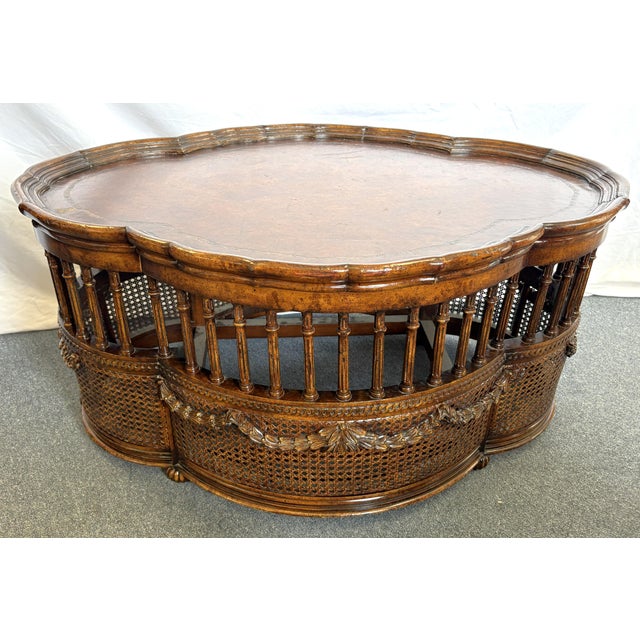 Vintage John-Richard European Crossroads Collection French Cane Coffee Table For Sale - Image 12 of 18