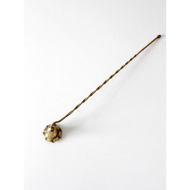 Mid-Century Modern Vintage Brass Candle Snuffer With Twisted Handle For Sale - Image 3 of 12