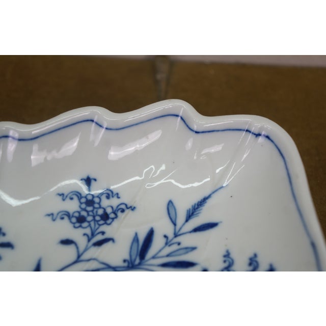 Antique German Meissen Blue Onion Scalloped Leaf Serving Plate Platter Dish 10" For Sale - Image 6 of 13