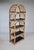 A substantial 1960's vintage British Colonial style hand crafted bamboo étagère showcasing five wooden shelves, classic...