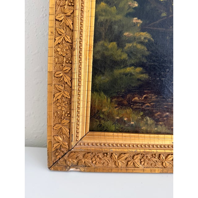 1887 Antique 19 C. American Oil Painting Signed Landscape Shattuck Frame Clamps For Sale In Jacksonville, FL - Image 6 of 12