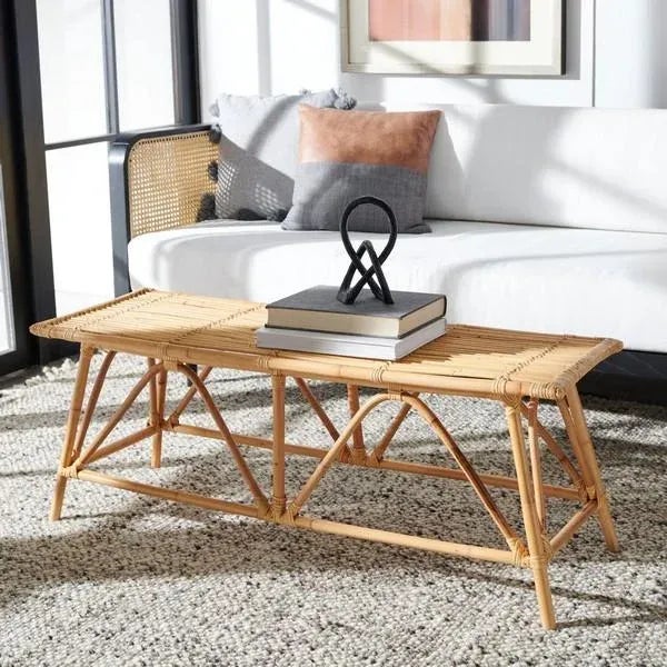 Contemporary Safavieh Montgomery Rattan Coffee Table - Natural For Sale - Image 3 of 11