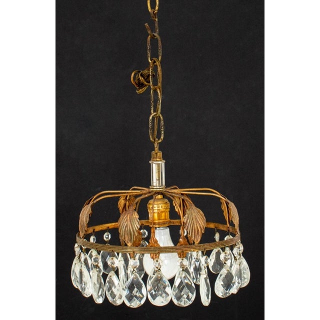 Transparent Hollywood Regency Gilt Metal Ceiling Pendant 1960s For Sale - Image 8 of 8