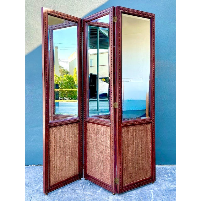 Vintage Maitland Smith Nailhead Leather Screen For Sale - Image 12 of 12