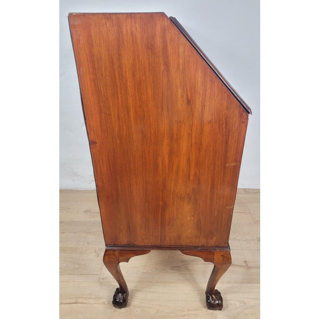 Vintage Secretaire in Teak and Leather, 1930s For Sale - Image 15 of 18