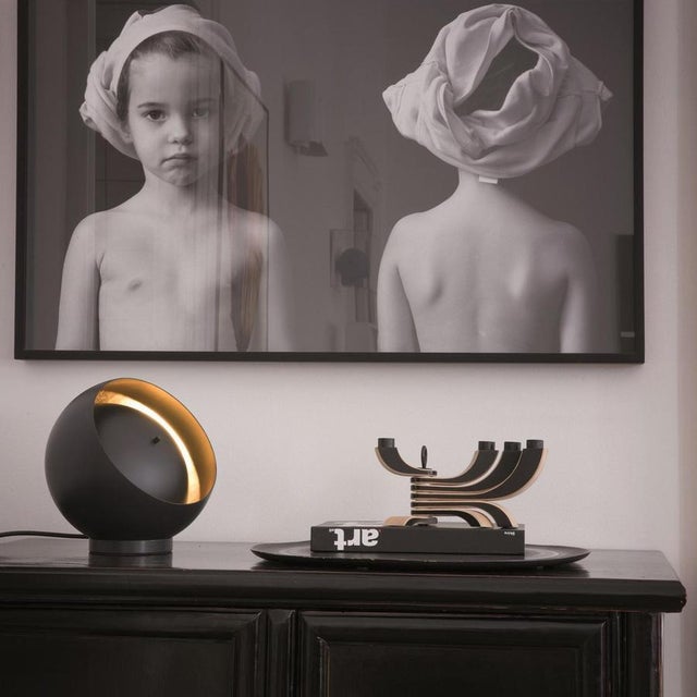 Table Lamp in Black Metal by Francesca Borelli for Oluce For Sale - Image 3 of 6