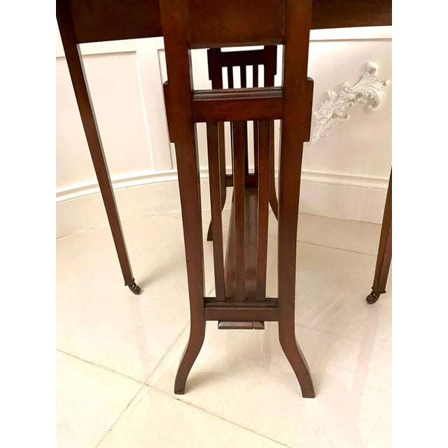 Antique Edwardian Mahogany Inlaid Sutherland Table For Sale - Image 5 of 9