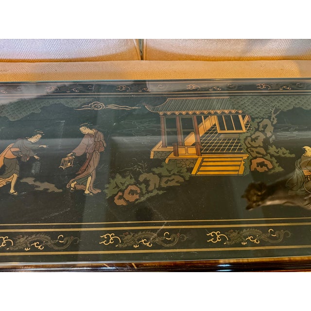Exceptional Drexel Heritage console table from the "Et Cetera" collection — a true collector's piece. Black lacquer apron...