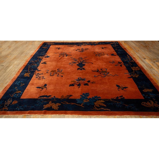 This is a description of the Antique Chinese Art Deco Rug. This rectangular carpet is a prime example of an interwar...