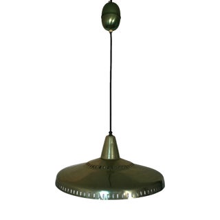Vintage Green Metal Ceiling Lamp, 1950s For Sale