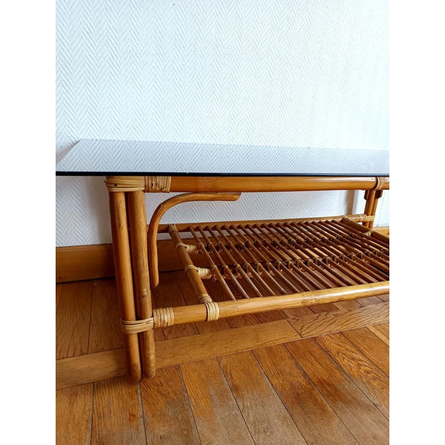 Brown Vintage Rattan Coffee Table, 1960s For Sale - Image 8 of 11