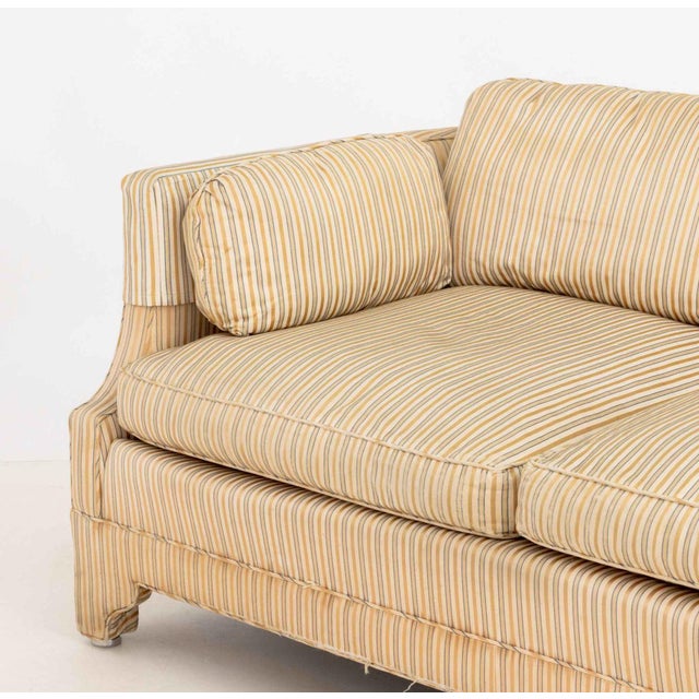 Pair of American Striped Pattern Fabric Upholstered Sofas For Sale In New York - Image 6 of 16