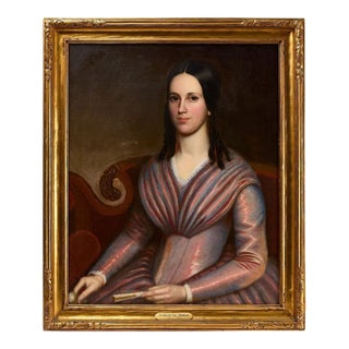 Portrait of Catherine Hall Merriam (1819–1890) | American School Oil on Canvas, Mid-19th Century For Sale
