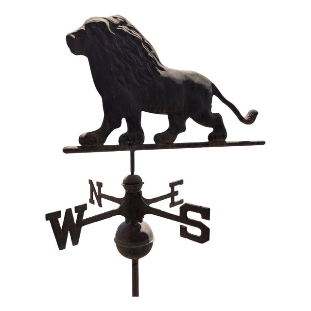 Antique Italian Copper Weathervane with Lion, 1900s For Sale
